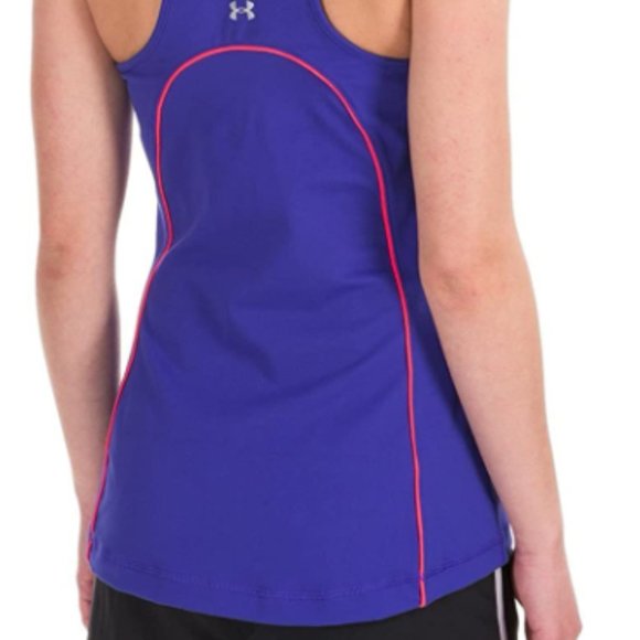 Under Armour Studio Lux Active Tank Top Cami Racer Back Droptail Hem Royal Blue - Picture 3 of 3
